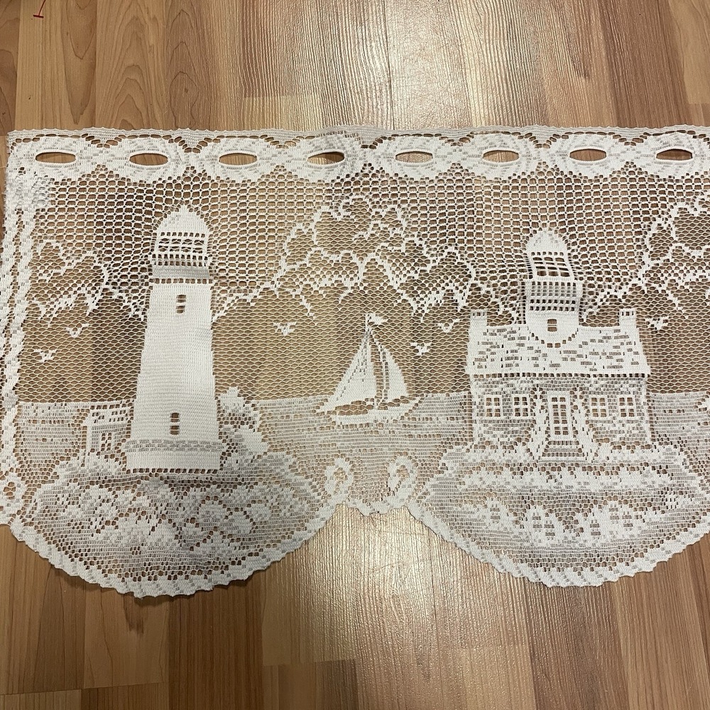 3‎ Heritage Lace Window Valance Lighthouse Sailboat Nautical Cottage 57x14.5